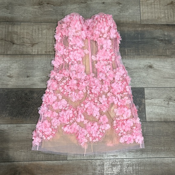 Ermanno Scervino ss24 Spring 2024 pink flower applique strapless corset dress - Picture 3 of 12